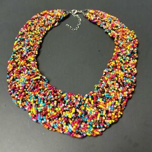 Beaded Necklace multi color 16” w/ 2 1/2” ext EUC